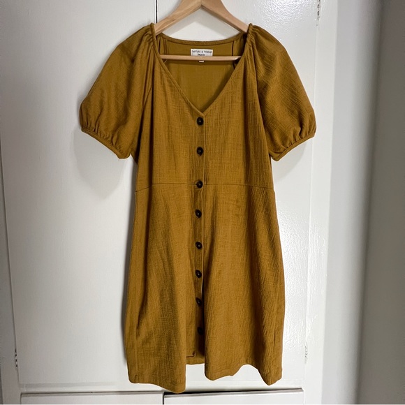 Madewell Texture & Thread Marigold Mustard Button Dress Sz M - Picture 1 of 3